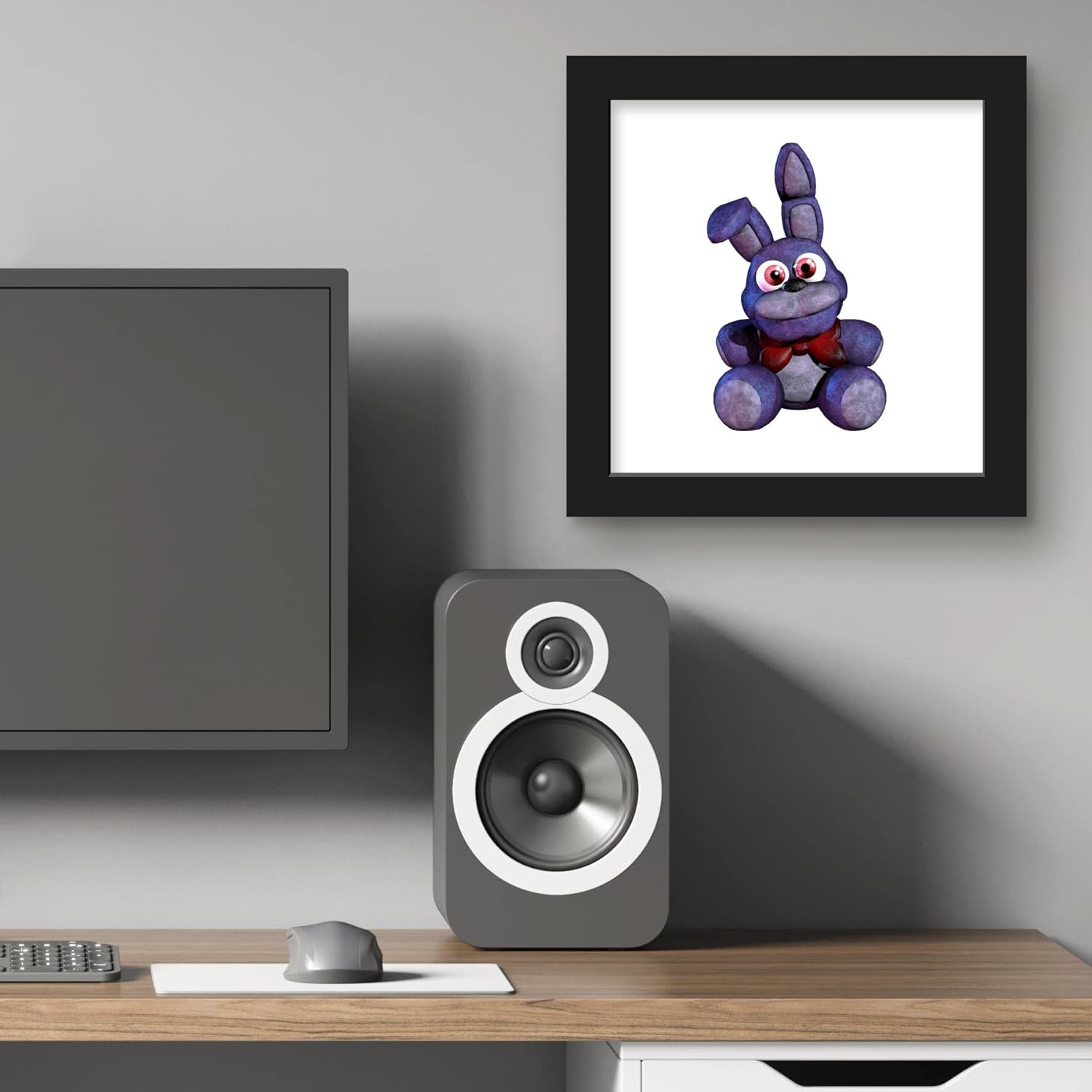 Trends International Gallery Pops Five Nights at Freddy’s – Póster de pared de Bonnie Plushie, 12 x 12 pulgadas, versión enmarcada en negro