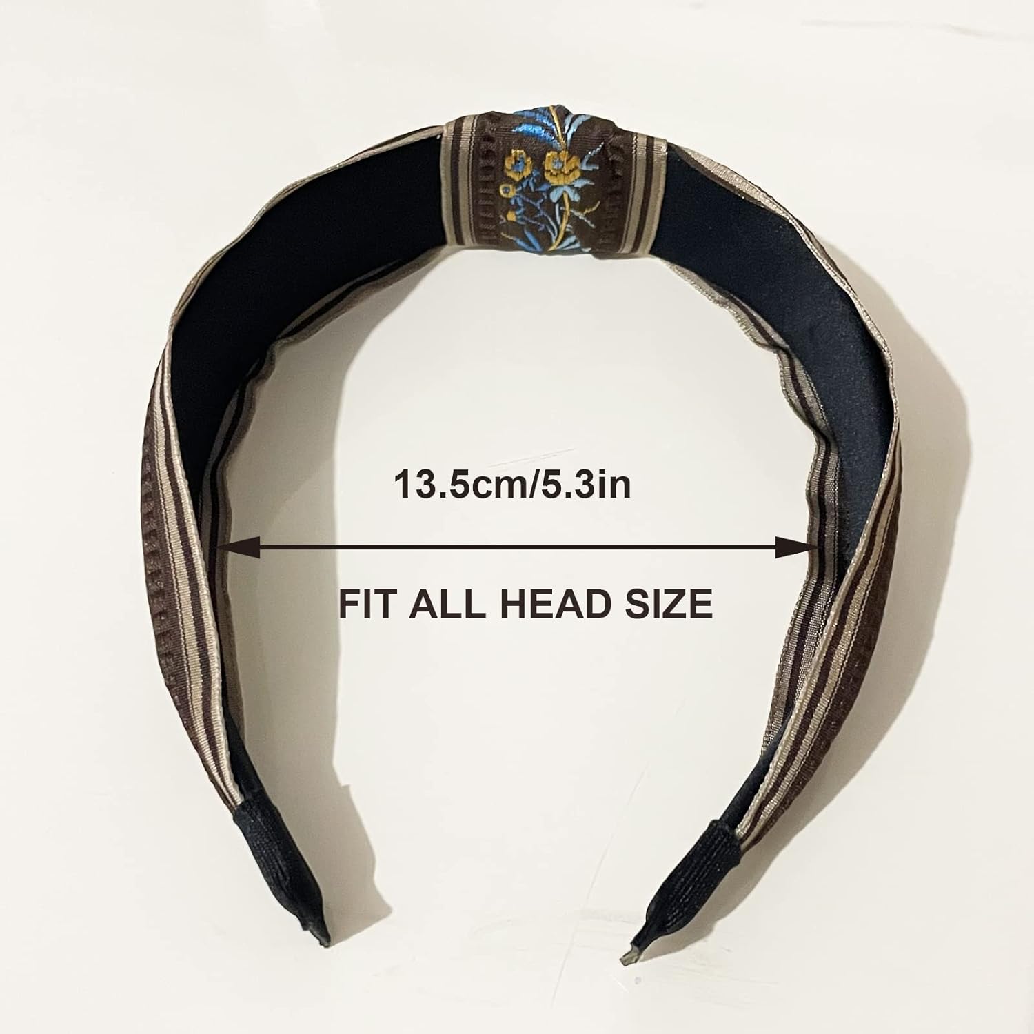 Diadema trenzada vintage hecha a mano, 4 piezas, tela bordada, nudo cruzado, aro elástico para el cabello, dulce banda ancha para el cabello para