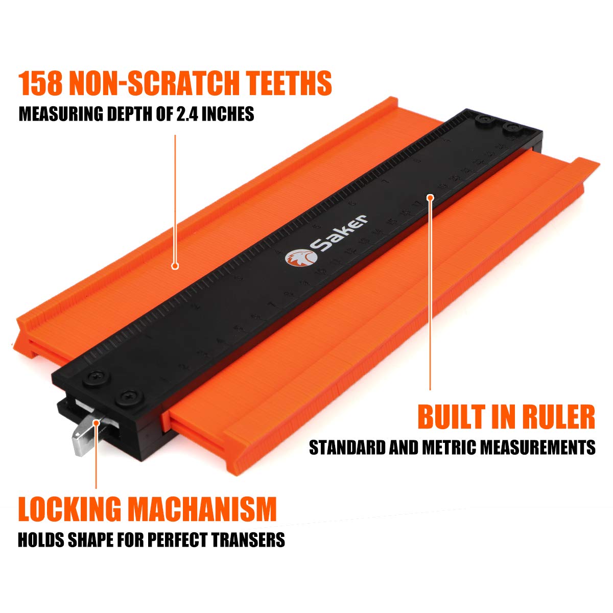 Saker Herramienta para medir y duplicar contornos, bloqueo a 10 pulgadas, ajustable y precisa, ideal para duplicar formas irregulares en trabajos de