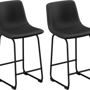 Aowos Juego de 2 taburetes de bar, modernos taburetes de bar de altura de mostrador con respaldo, taburetes de bar de piel sintética de 26 pulgadas Aowos Juego de 2 taburetes de bar, modernos taburetes de bar de altura de mostrador con respaldo, taburetes de bar de piel sintética de 26 pulgadas