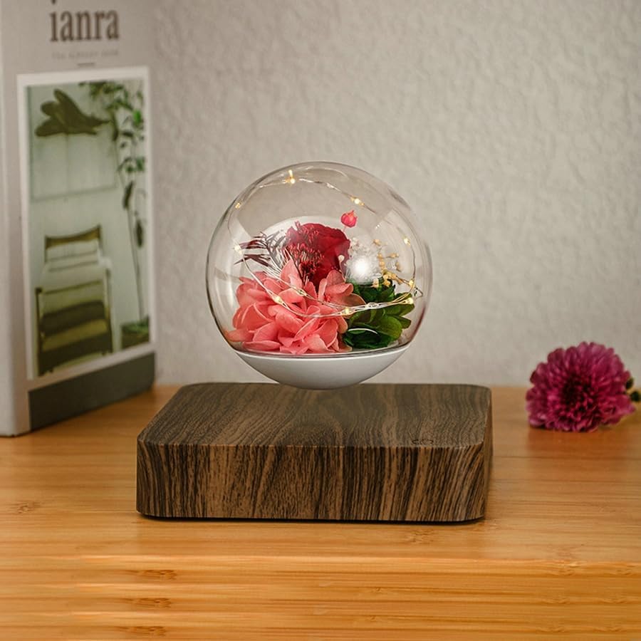 Lámpara de levitación magnética de rosas, bombilla LED de cristal flotante, levitación magnética, decoración del hogar, decoración de noche, adorno