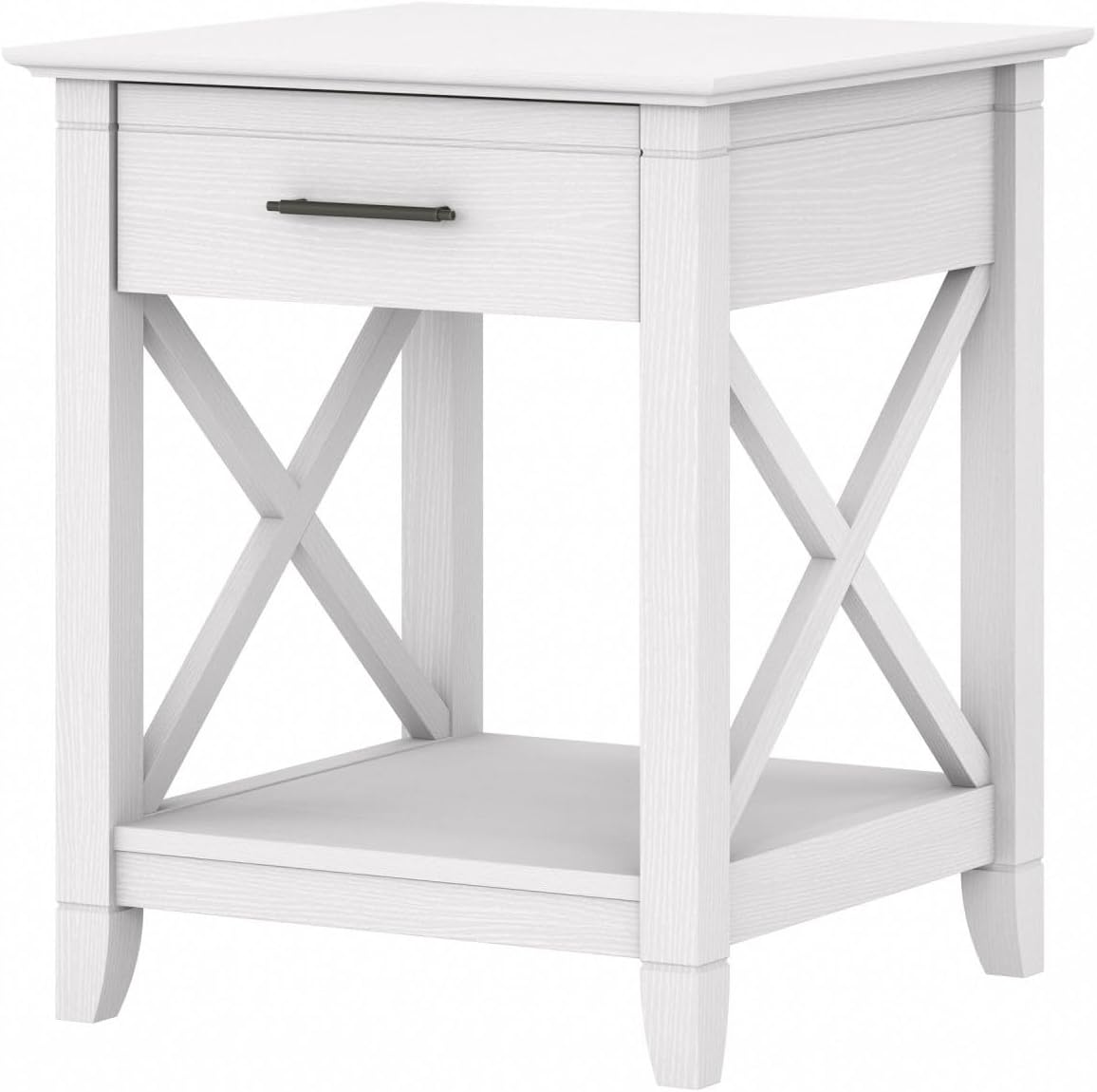 Bush Furniture Key West – Mesa auxiliar con almacenamiento en roble blanco puro