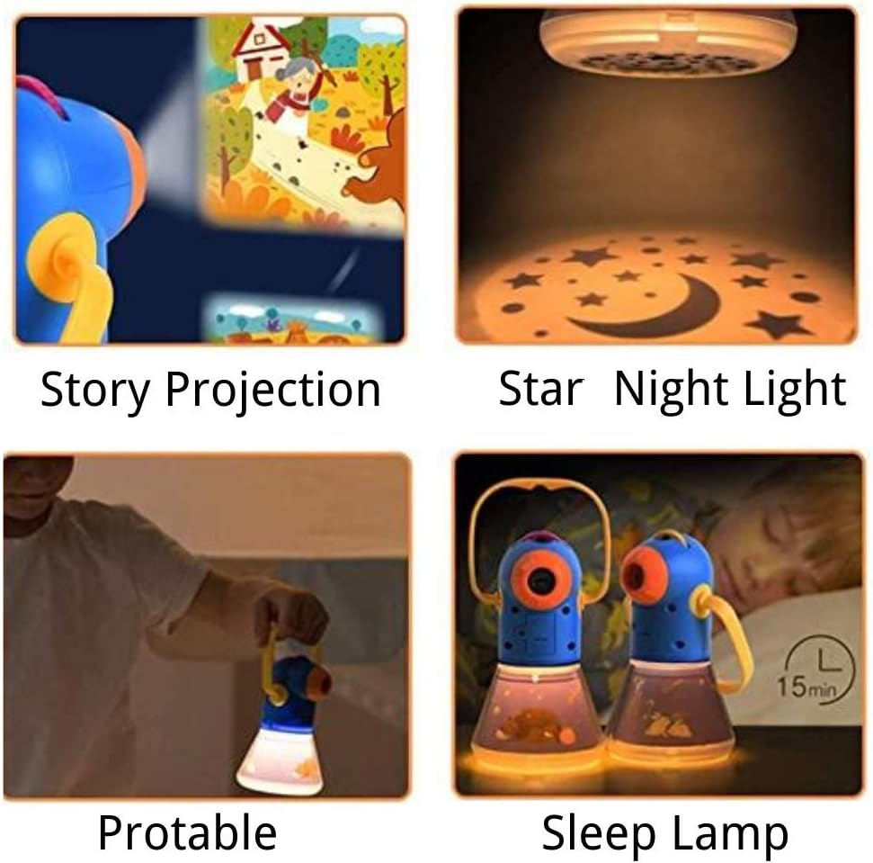 Proyector de cuentos multifuncional para niños, proyector de luces nocturnas, juguete de cuentos, juguetes educativos, regalos para niños y niñas de