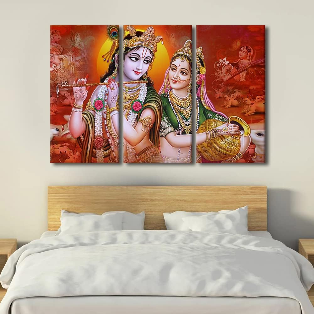 TUMOVO Radha Krishna – Lienzo decorativo para pared para sala de estar, decoración del hogar, dios hindú, impresiones en lienzo, decoración