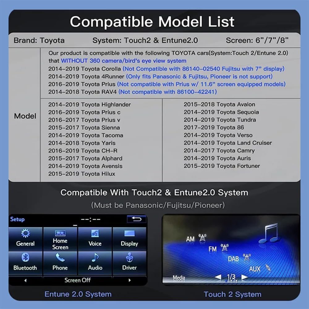 Carplay – Adaptador automático inalámbrico para Android Carplay, kit de readaptación para Toyota Touch2 y Entune2.0 2014-2019 apto para