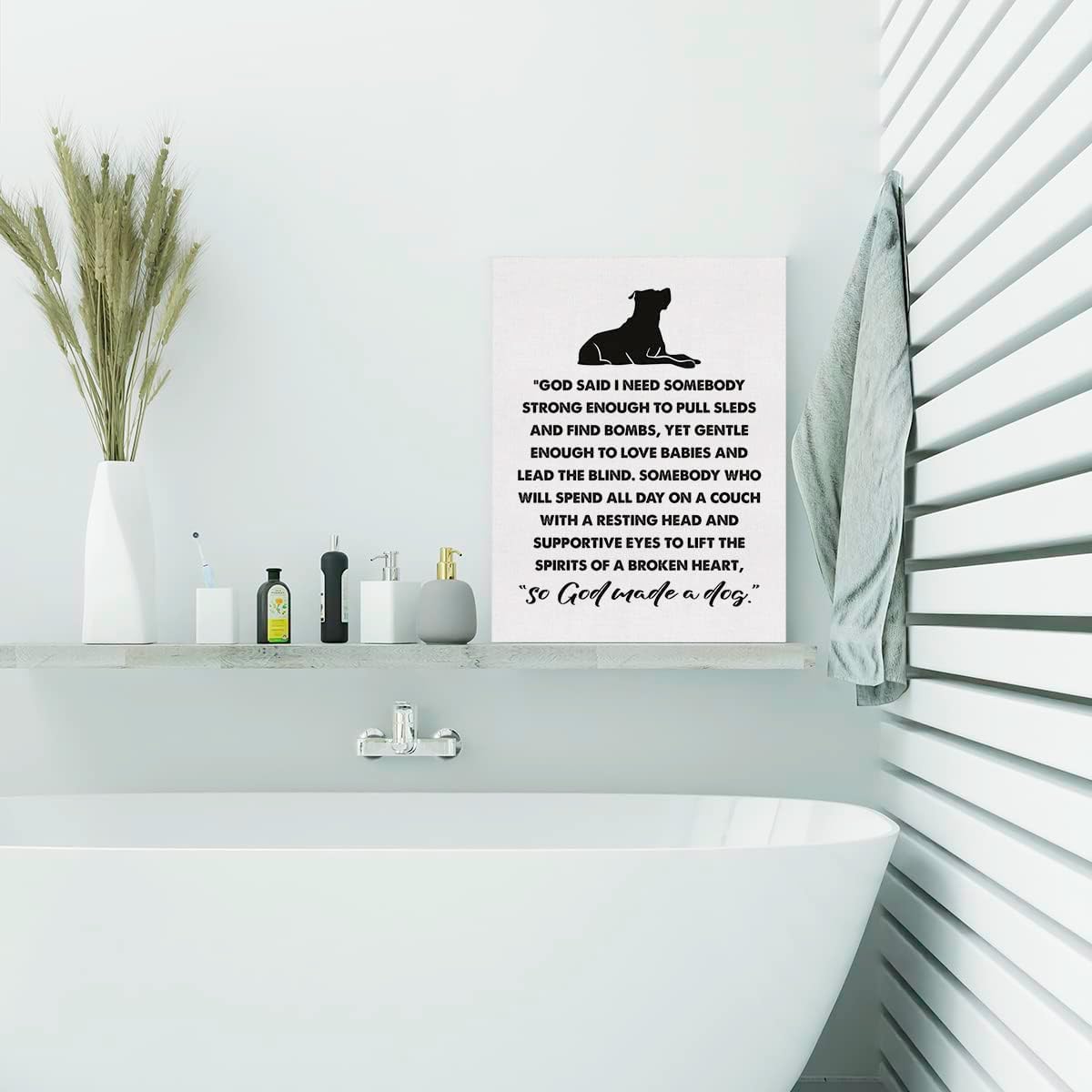 Póster de lienzo religioso con diseño de perro religioso, arte de pared para cachorros, diseño de perro con texto en inglés So God Made Aper (So God