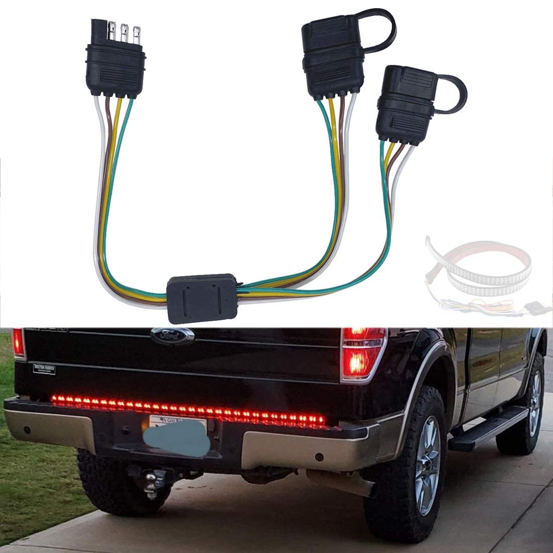 Tata.Meila Enchufe universal de 4 vías para barra de luz de portón trasero y luces de remolque, adaptador Plug & Play, arnés de extensión, enchufe