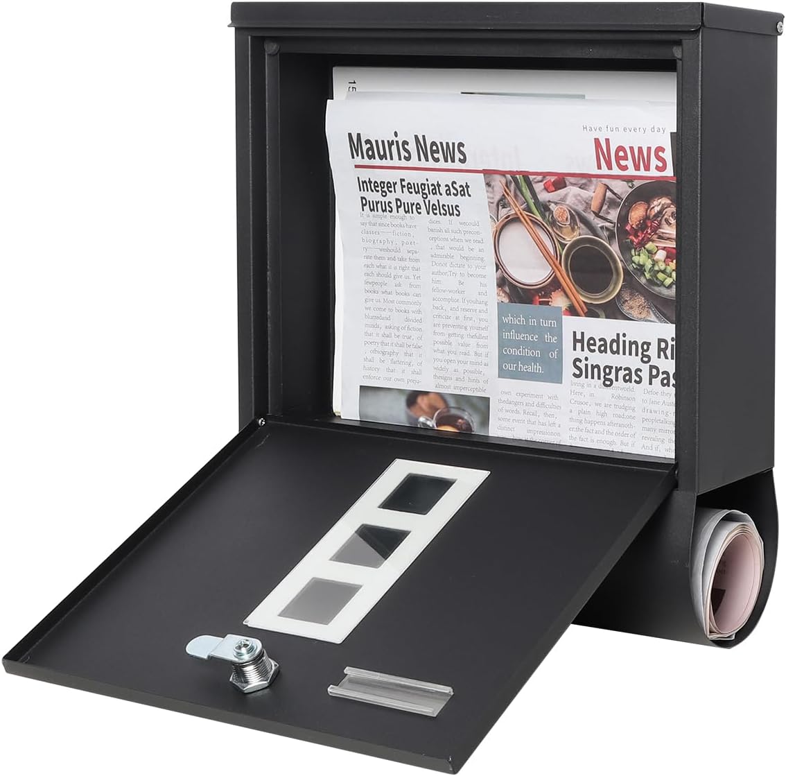 Lovndi – Buzones montados en la pared con cerradura de llave, caja de bloqueo de correo de gran capacidad para exteriores, caja de seguridad (2210