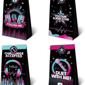 24 bolsas de recuerdo de fiesta musical, bolsas de golosinas con 36 calcomanías de impresión musical, regalo de temática musical, bolsas de dulces 24 bolsas de recuerdo de fiesta musical, bolsas de golosinas con 36 calcomanías de impresión musical, regalo de temática musical, bolsas de dulces