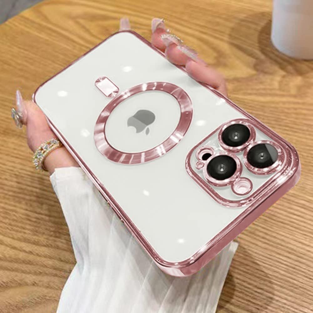 LYZAILHB Funda para iPhone 15 Pro Max compatible con MagSafe Funda completa de protección de lente de cámara transparente para mujeres y hombres,