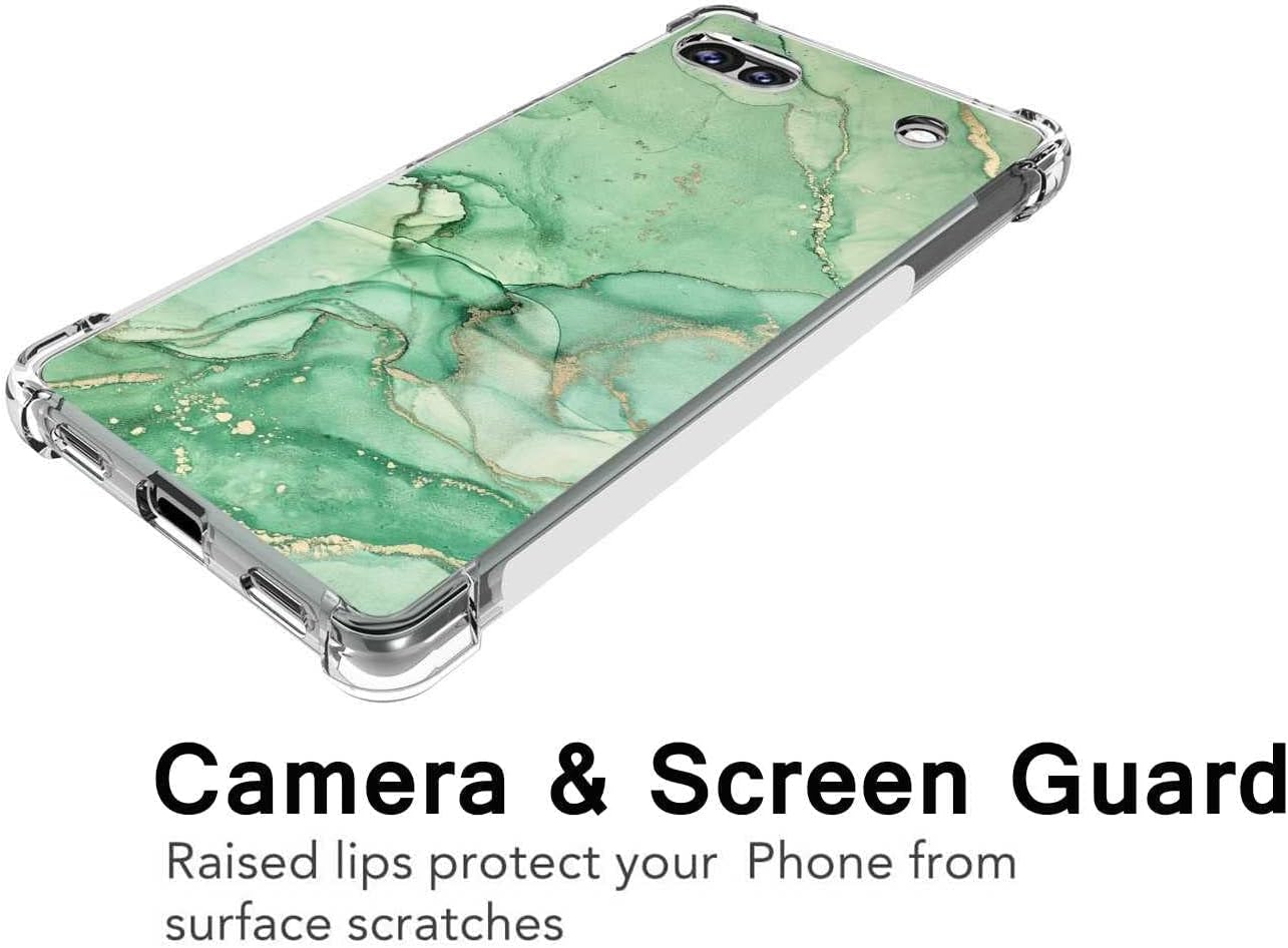 Compatible con Google Pixel 6A, funda de mármol verde y dorado abstracto para Google Case Girls Women, funda de carga inalámbrica elegante de TPU