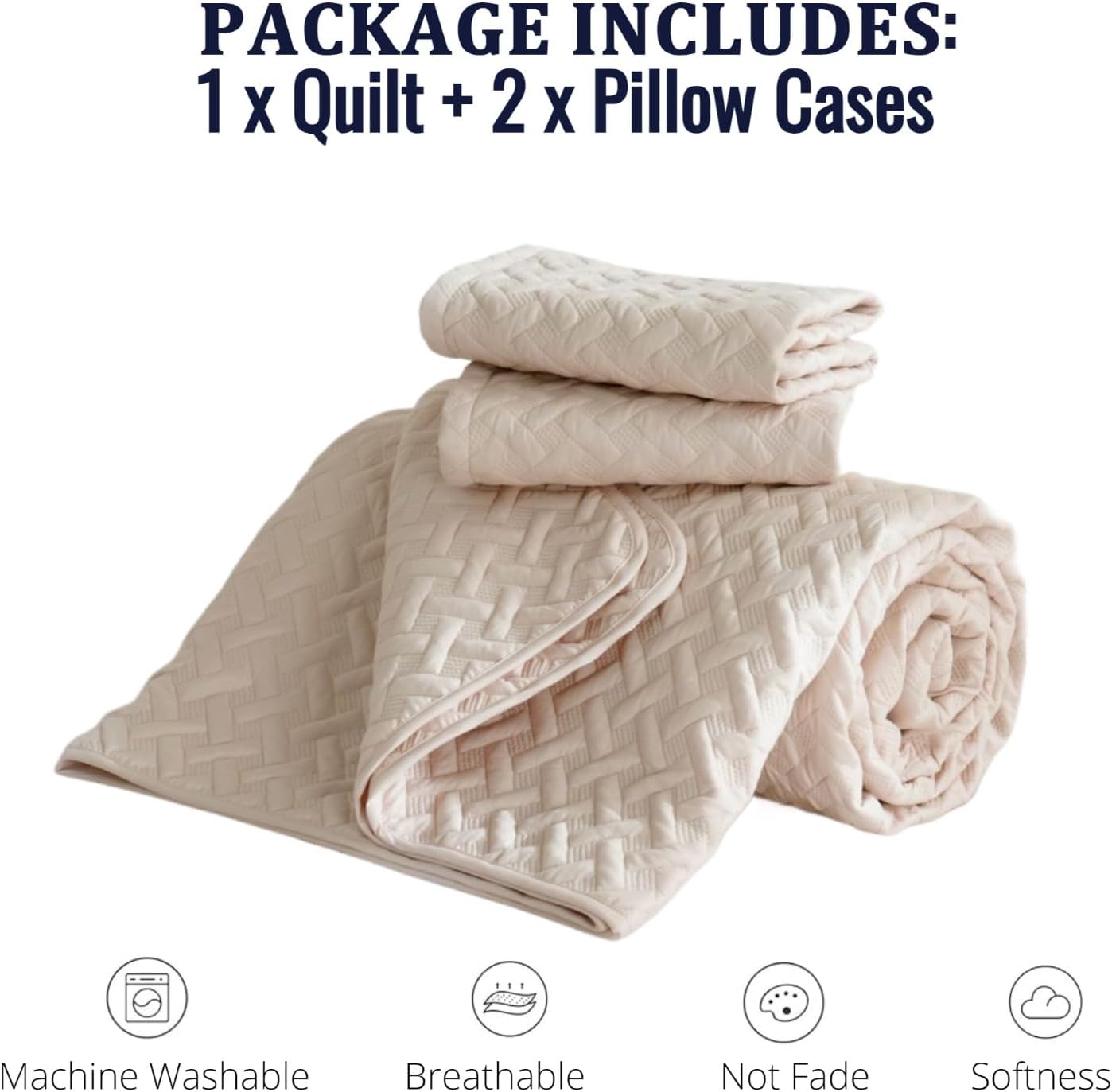 Juego de edredón tamaño California King, color beige claro, para todas las estaciones, colcha ligera y suave (1 edredón, 2 fundas de almohada)