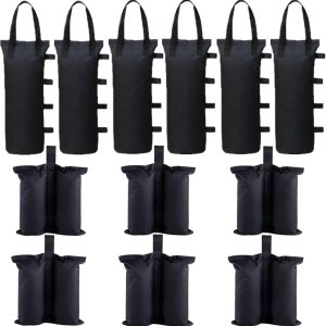 12 bolsas de arena para toldo, más de 300 libras en total, pesos de toldo de alta resistencia, pesos grandes negros para tienda de campaña al aire 12 bolsas de arena para toldo, más de 300 libras en total, pesos de toldo de alta resistencia, pesos grandes negros para tienda de campaña al aire