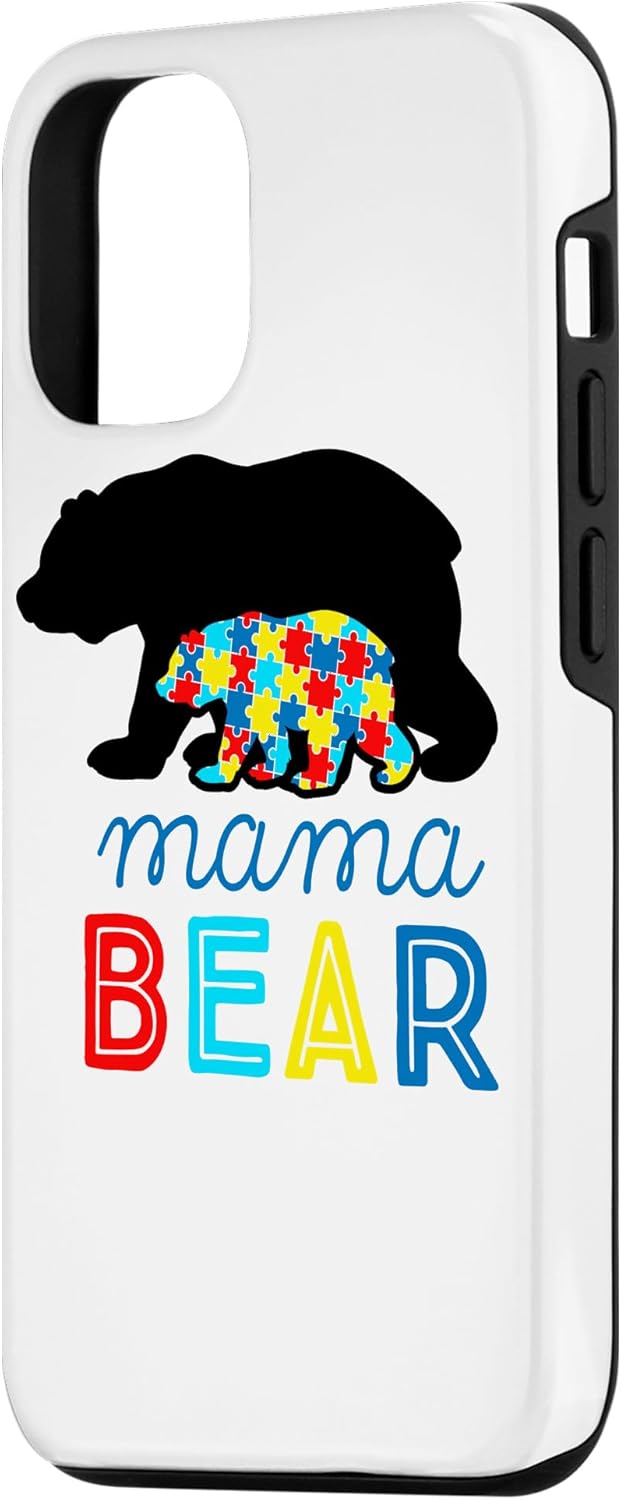 Funda de regalo para iPhone 13 Pro para concientización sobre el autismo, mamá oso autista