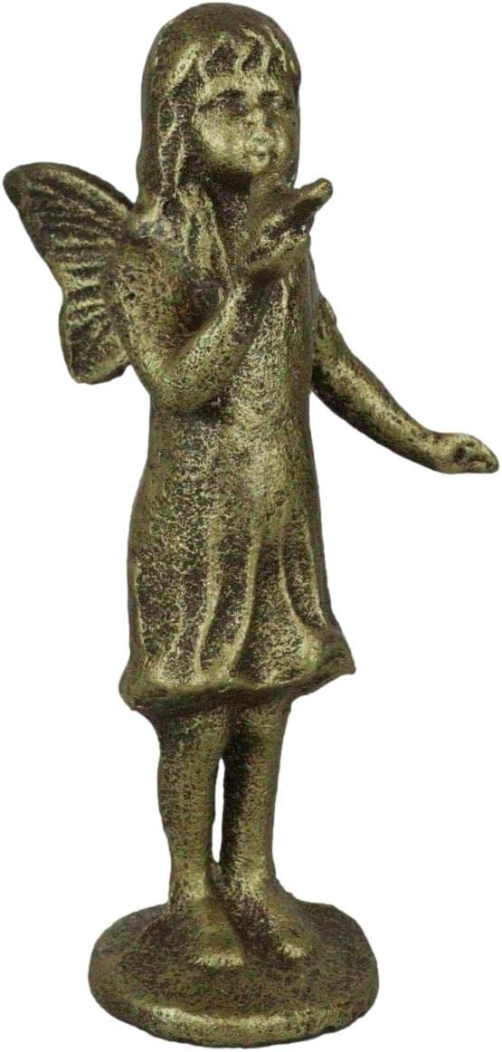 Ebros Gift Hierro fundido rústico con acabado antiguo encantado de hadas de jardín de hadas con figura de pájaro azul de 7 pulgadas de alto, ideas