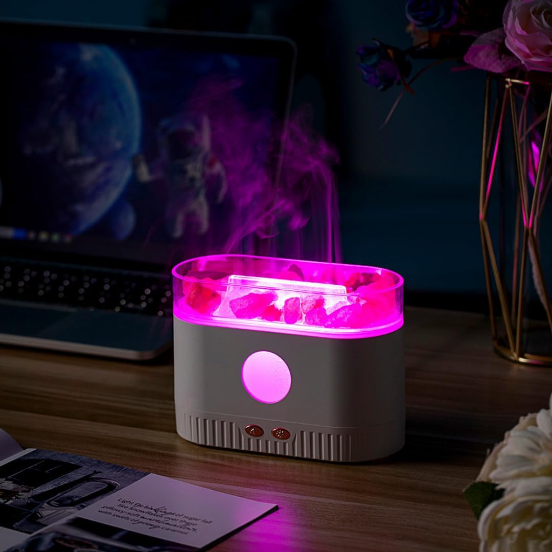 Difusor de aroma de lámpara de sal del Himalaya, capacidad de 6.8 fl oz, 8 horas de tiempo de funcionamiento, automatización ultrasónica, color