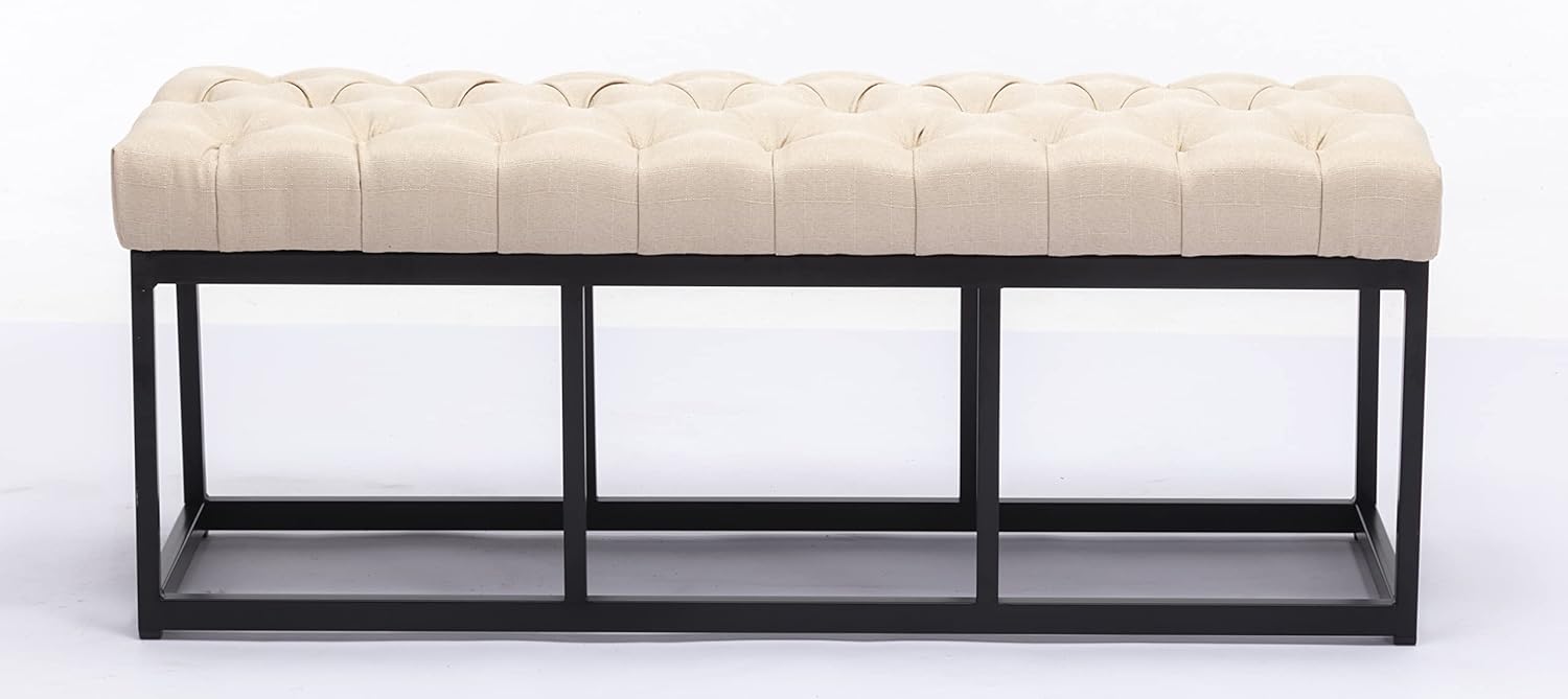 ESTGC Banco largo tapizado con patas de metal, banco de extremo de cama para dormitorio, banco de entrada.