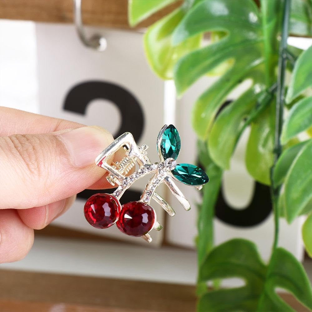 Pinza para el pelo de cereza, accesorio para el cabello de niña, pinza para el pelo de niña, pinza de agarre pequeña roja, accesorios para el