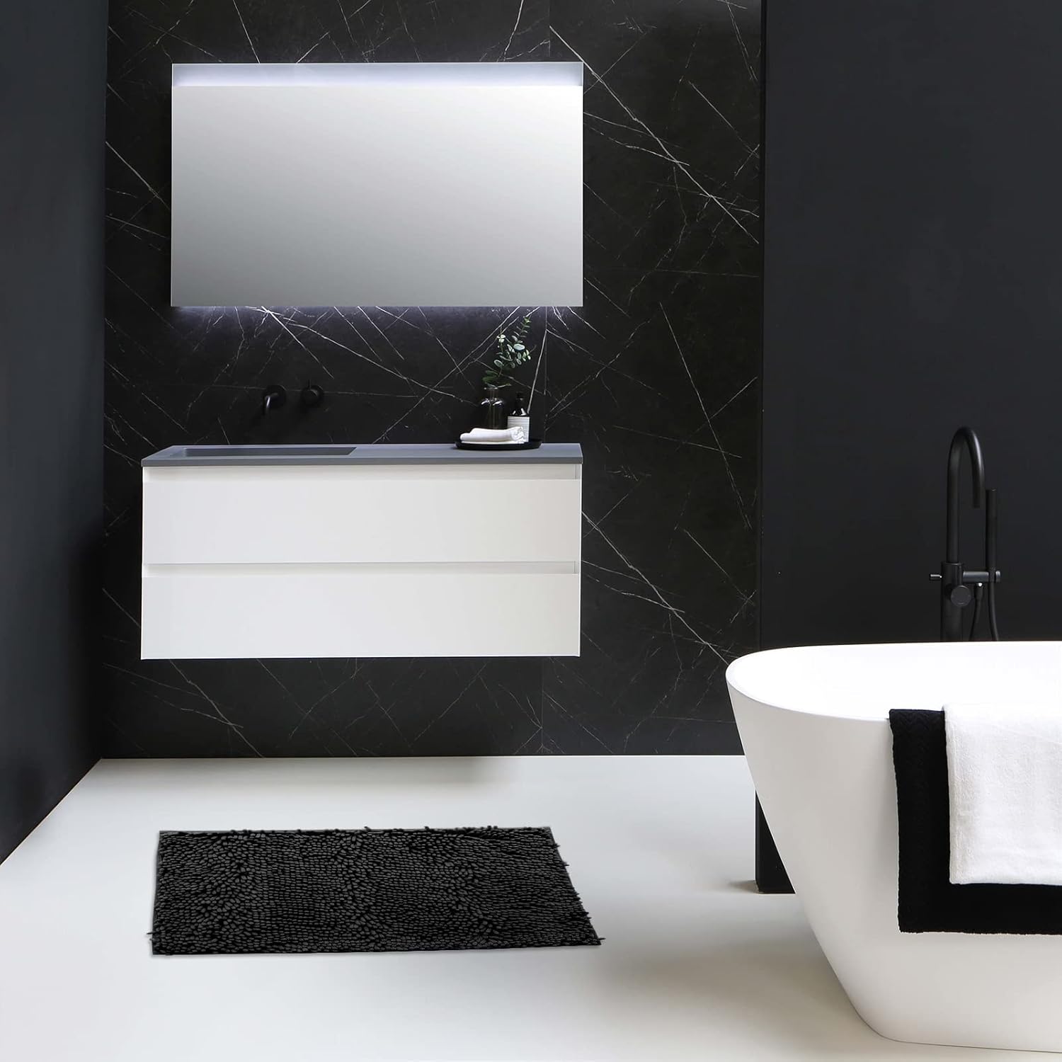 Alfombra de baño antideslizante, de microfibra extrasuave con respaldo antideslizante, absorbente de agua y polvo, de secado rápido, tapete de ducha