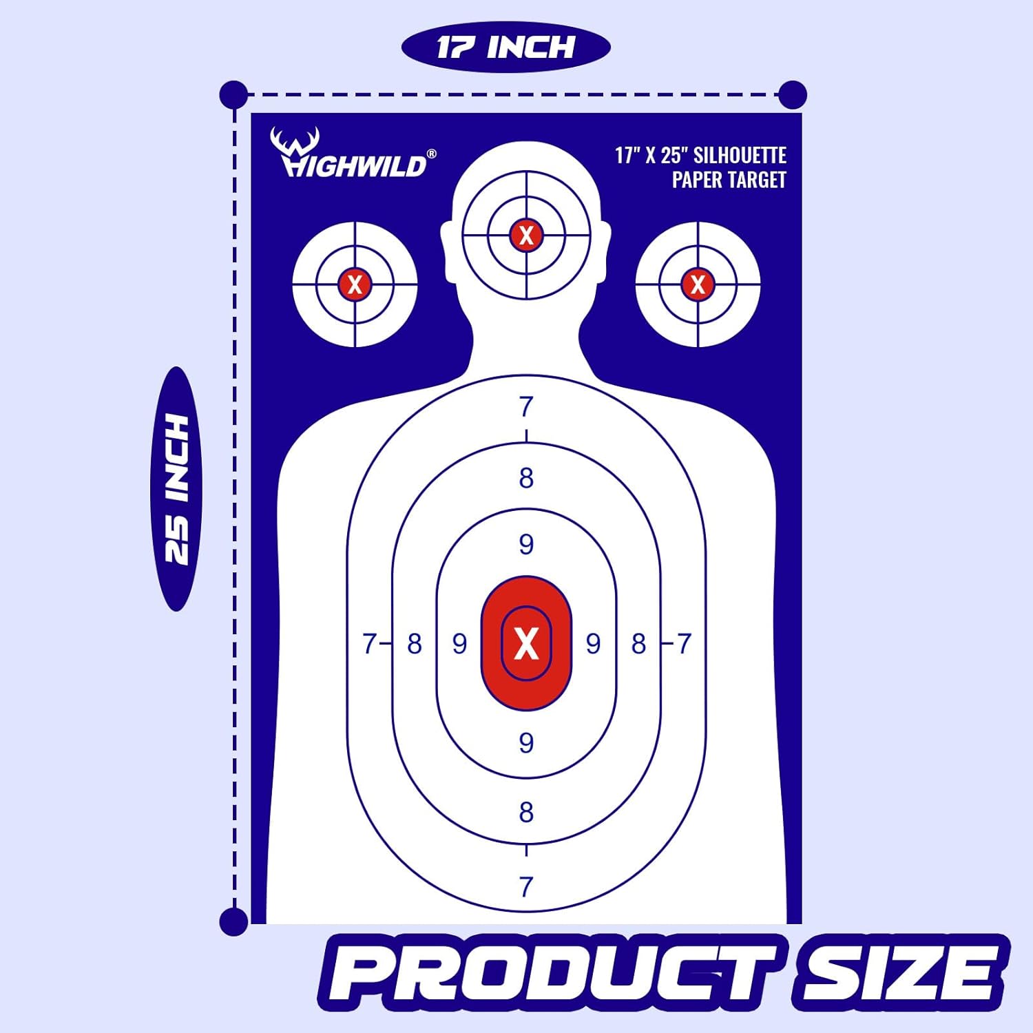 Highwild Papel de silueta para campo de tiro, 17 x 25 pulgadas, adecuado para pistolas, rifles, pistolas de aire, pistolas de aire comprimido