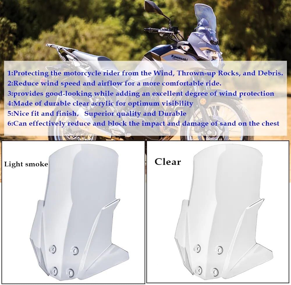 Parabrisas de motocicleta compatible con Kawasaki Versys X-300 VERSYS-X 300 parabrisas Touring carenado, deflector de viento Versys X300 2021 2020