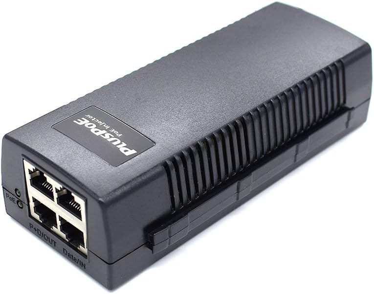 Adaptador de inyector PoE de alimentación a través de Ethernet de 48 voltios con salida PoE de 2 puertos máx. 48 vatios para 2 cámaras IP, teléfonos