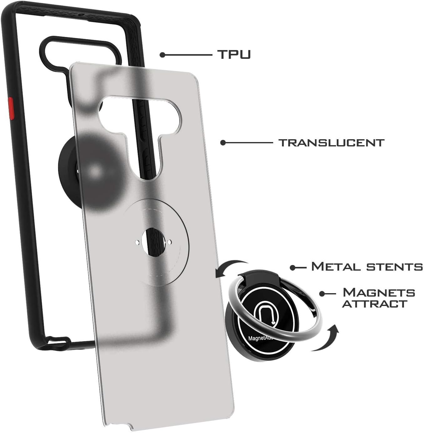 TJS Funda compatible con LG Stylo 6, con protector de pantalla de vidrio templado, anillo de metal soporte magnético resistente contra caídas (verde)