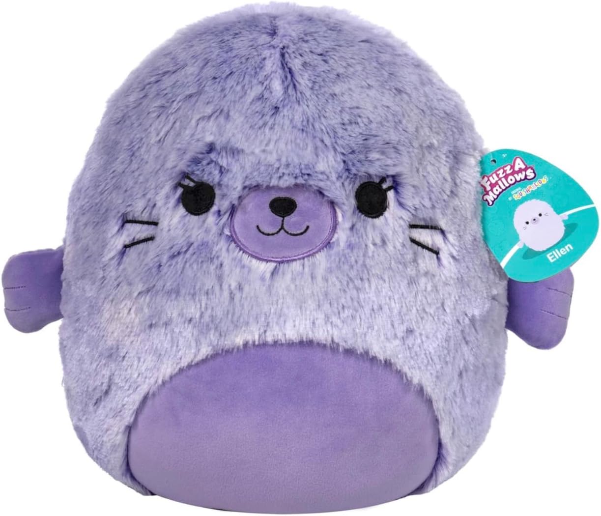 Squishmallow Kellytoy Oficial Fuzz-A-Mallows Squishy Animal de peluche suave (12 pulgadas, Ellen Seal)