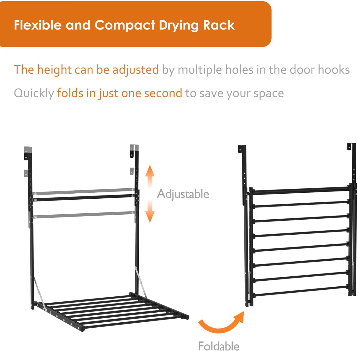 TZAMLI Tendedero plegable para colocar sobre la puerta, para interiores, para colgar en la pared, colgador de ropa, secadora de ropa de metal, color