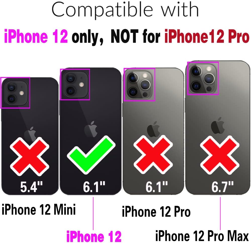 Asuwish Funda de teléfono para iPhone 12 6.1 con protector de pantalla de vidrio templado Magsafe y soporte delgado, accesorios móviles híbridos