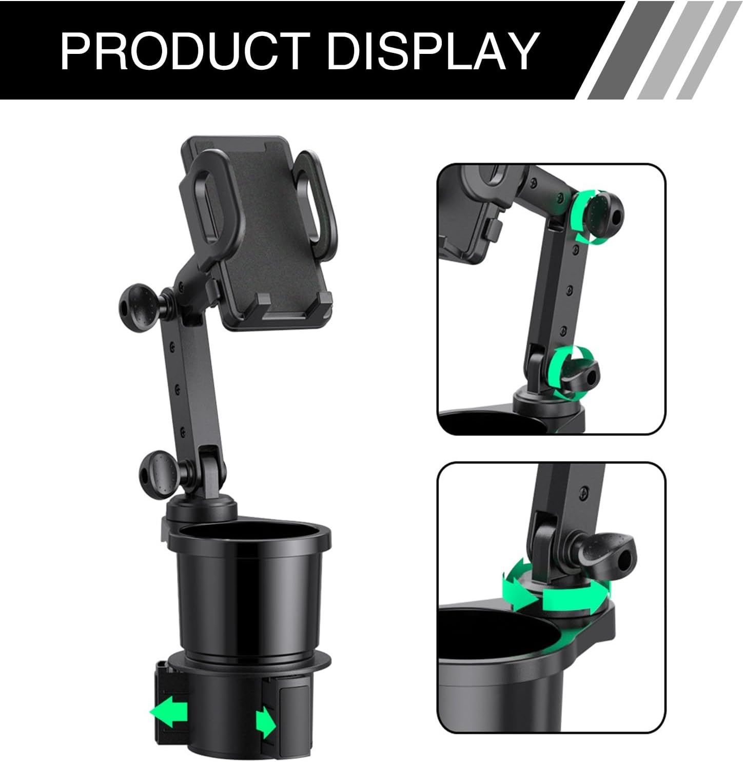 1 soporte para taza de agua 2 en 1 para automóvil, soporte para teléfono móvil, limitador de taza de agua giratorio portátil multifuncional, soporte