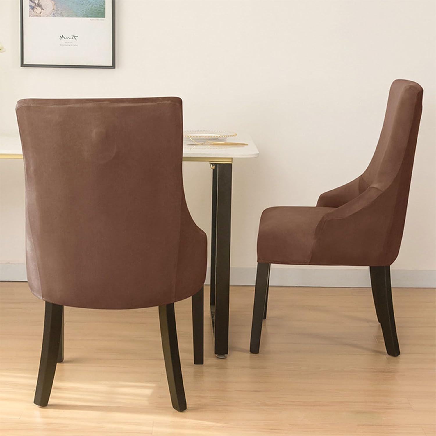 NA – Funda elástica de terciopelo para silla con respaldo de ala, sin brazos, reutilizable, funda para silla lateral con respaldo de ala, fundas de