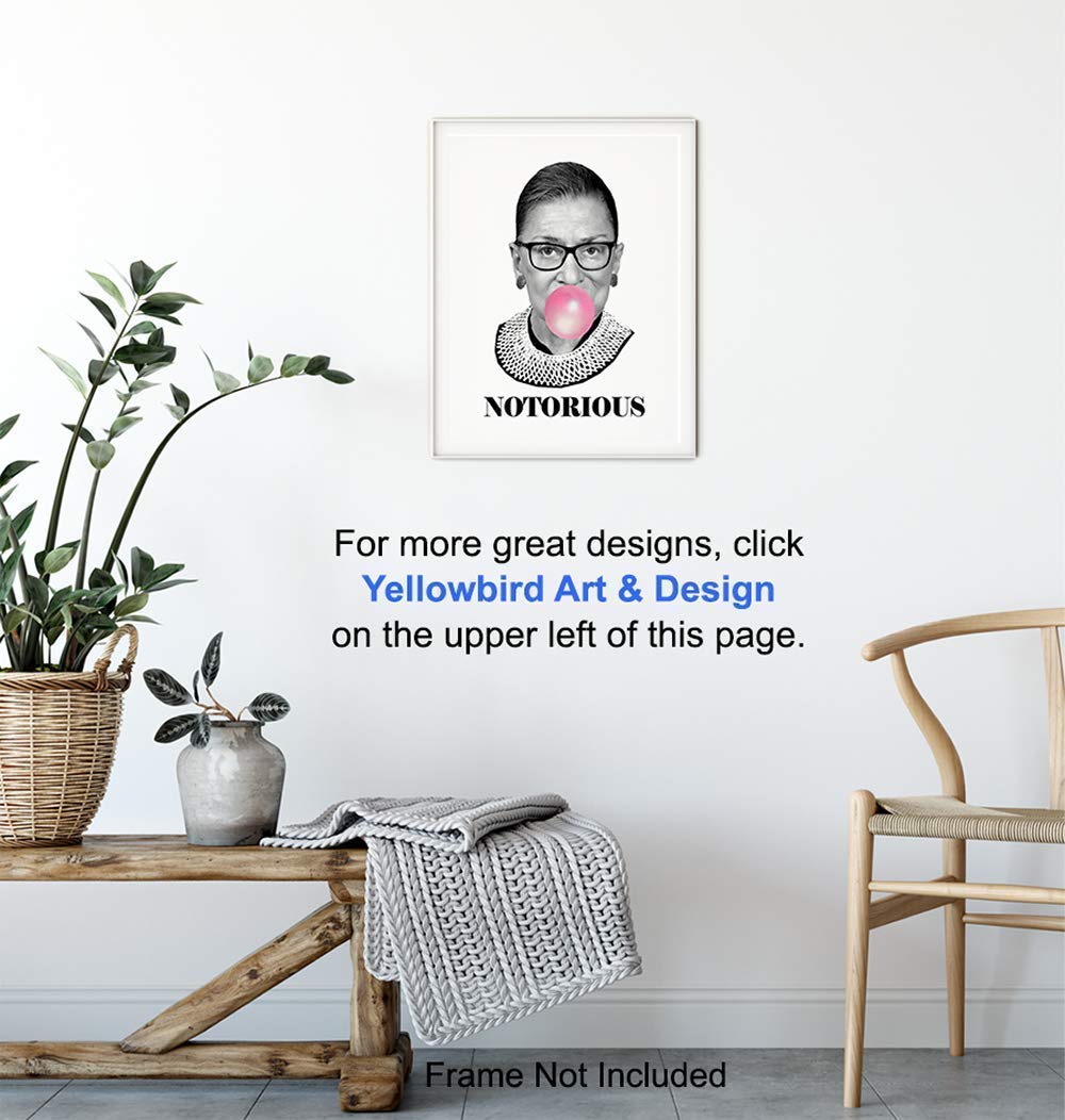 Ruth Bader Ginsburg Wall Art Print – Funny Notorious RBG Poster – Modern Chic Home Decor for Bedroom, Living Room, Office – Great Gift for