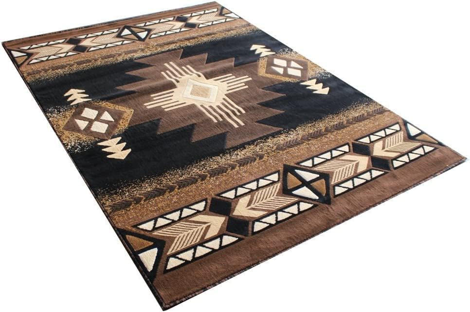 YHSF South West – Alfombra nativa americana C318 (negro, 3 pies x 4 pies 7 pulgadas)