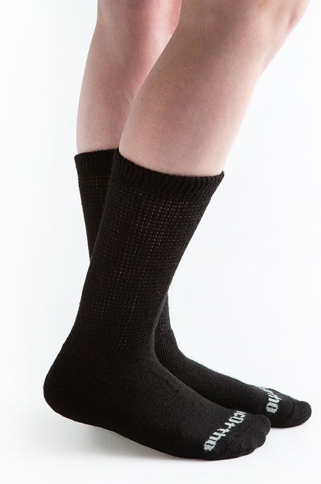 Doc Ortho Calcetines para diabéticos ultra suaves y holgados, 6 pares, cuello redondo