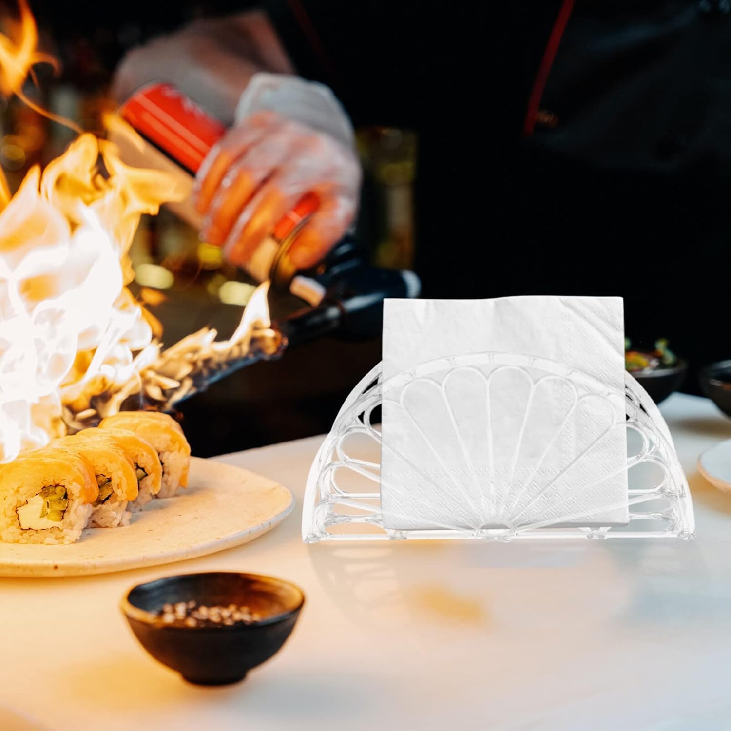Servilletero de pie, servilletero, 6 servilleteros de alta calidad, servilleteros de papel transparente para mesas de cena, cocina, baño,