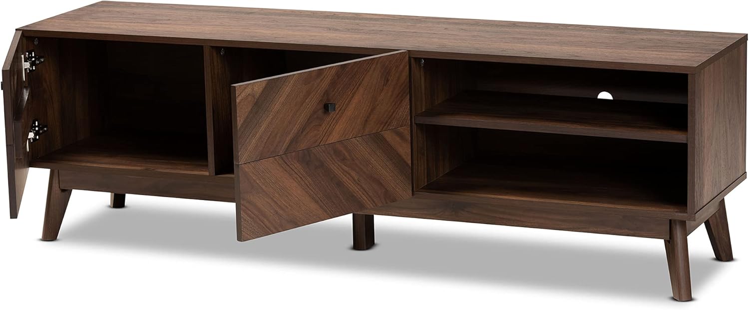 Baxton Studio Hartman – Muebles de TV, tamaño único, color marrón nogal
