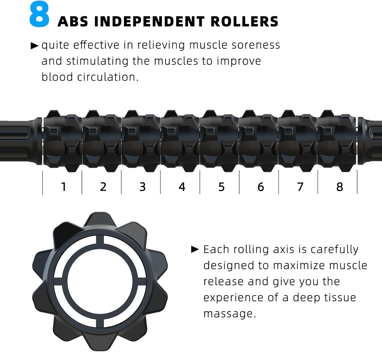 ARGOMAX Barra de masaje, barra de masaje manual, barra de balanceo muscular para aliviar el dolor muscular y reducir el espasmo y la tensión