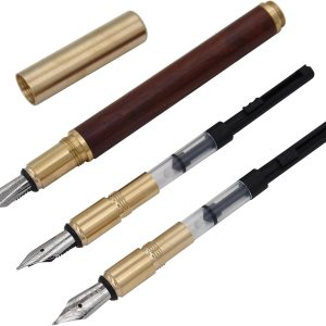 Pluma estilográfica de madera hecha a mano de latón con párrafo corto (4.528 in) de bolsillo, bolígrafo de viaje de negocios, pluma de caligrafía Pluma estilográfica de madera hecha a mano de latón con párrafo corto (4.528 in) de bolsillo, bolígrafo de viaje de negocios, pluma de caligrafía