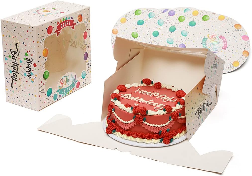36 cajas para tartas de 10 x 10 x 5 con ventana, paquete de 18 cajas para tartas de cumpleaños, cajas de panadería de 10 pulgadas (18 cajas para