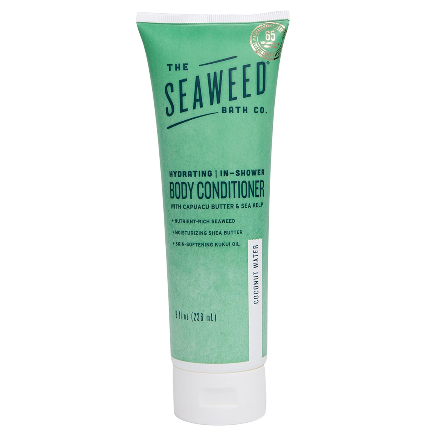 The Seaweed Bath Co. Acondicionador corporal hidratante para la ducha, 8 onzas, aroma a agua de coco, con algas naturales de Bladderwrack, vegano,