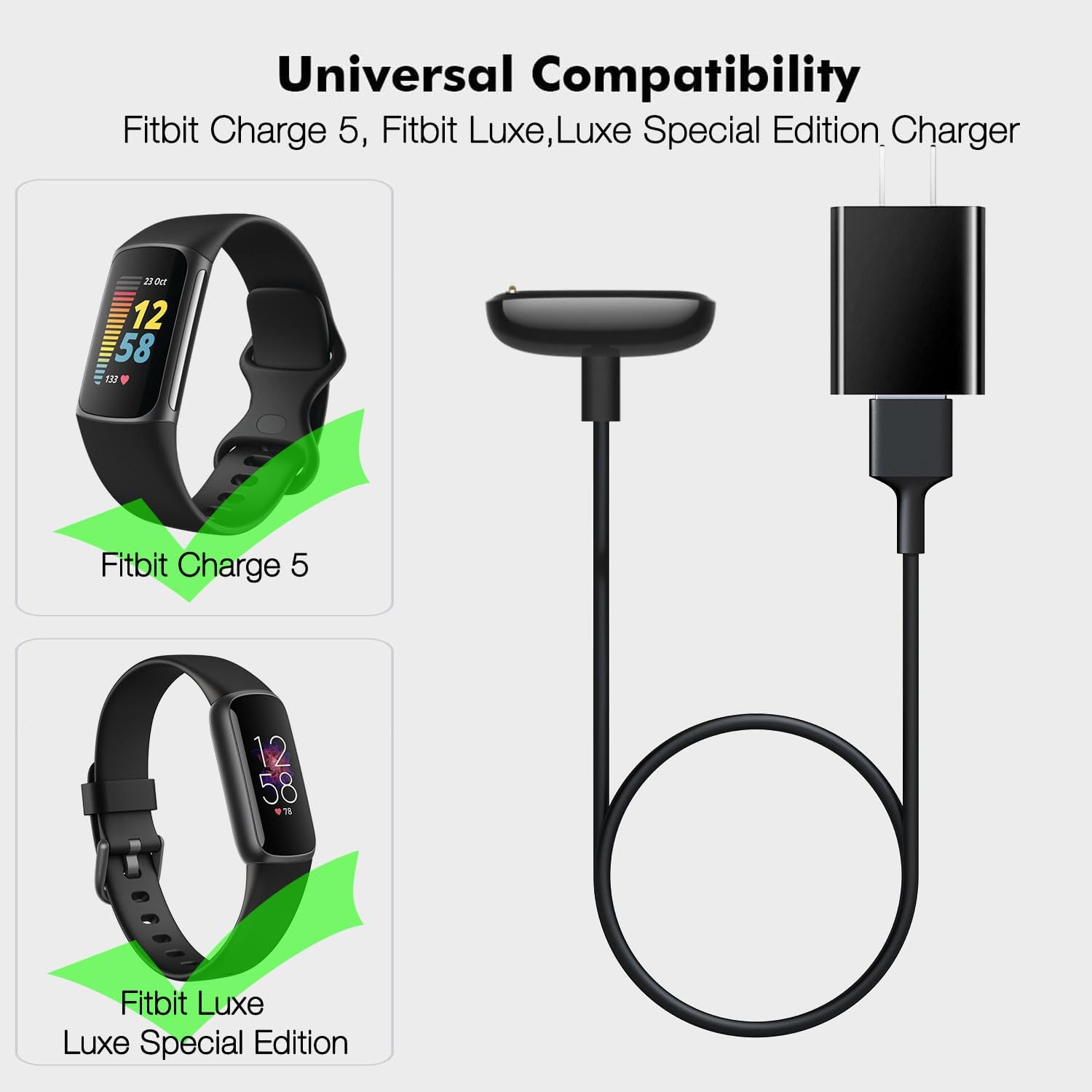 Cargador de reloj para Fitbit Charge 6Charge 5, cable de carga Fitbit Luxe de repuesto, Fitbit Luxe Edición Especial Smartwatch Base de carga,