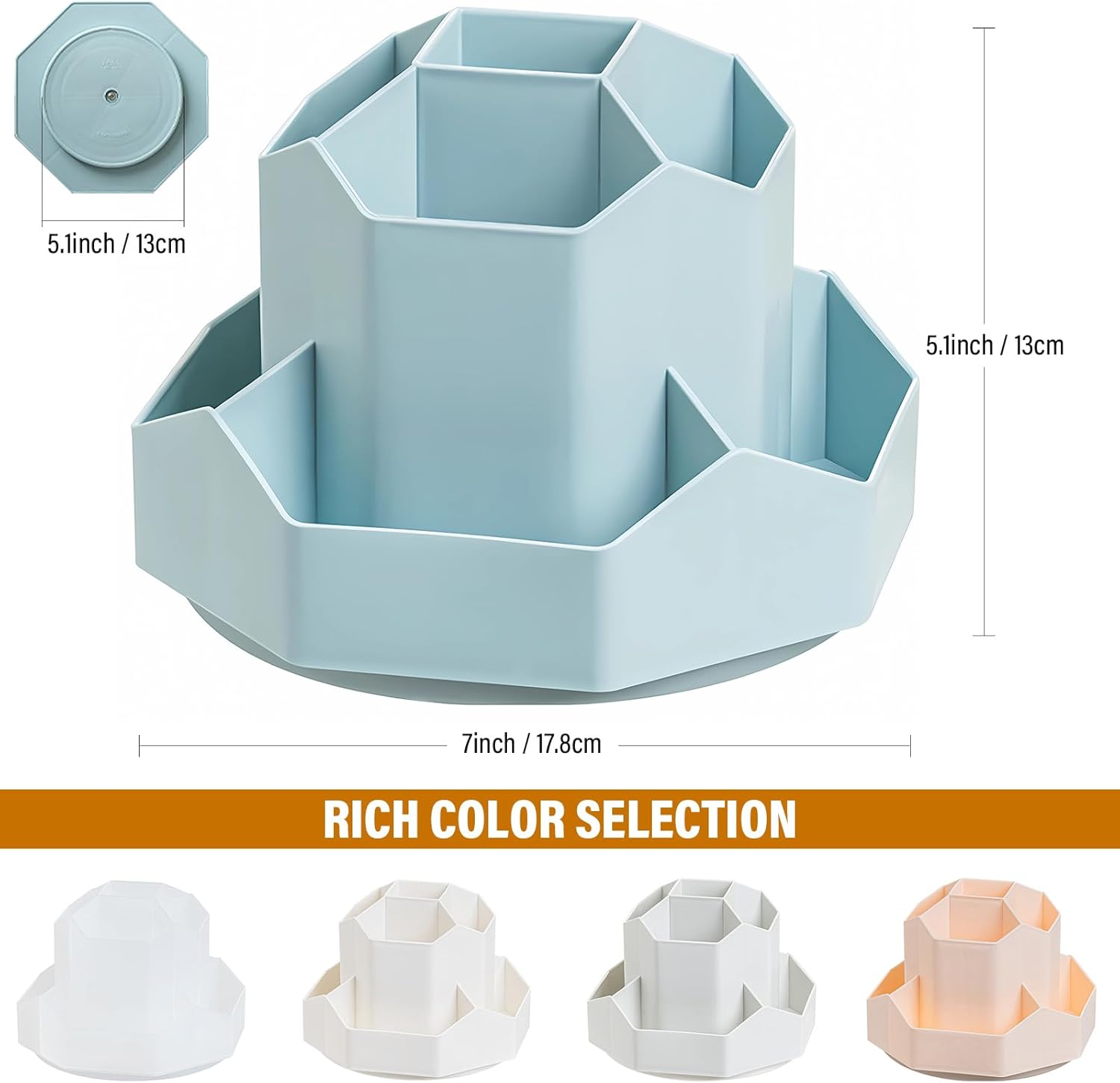 Soporte para bolígrafo de rotación de 360 grados, soporte para lápices de 9 ranuras para escritorio, organizador de escritorio, accesorios de