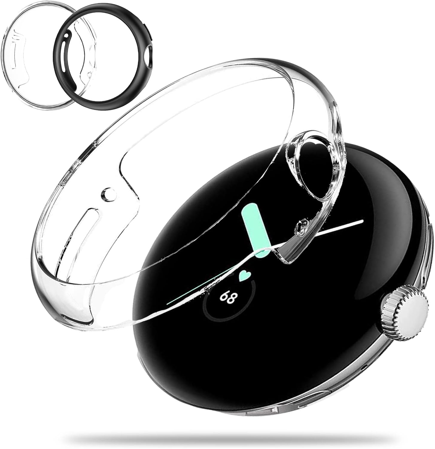 Miimall – Carcasa protectora para Pixel Watch (2 unidades) de policarbonato duro (sin protector de pantalla), ultrafina, ligera, a prueba de golpes,