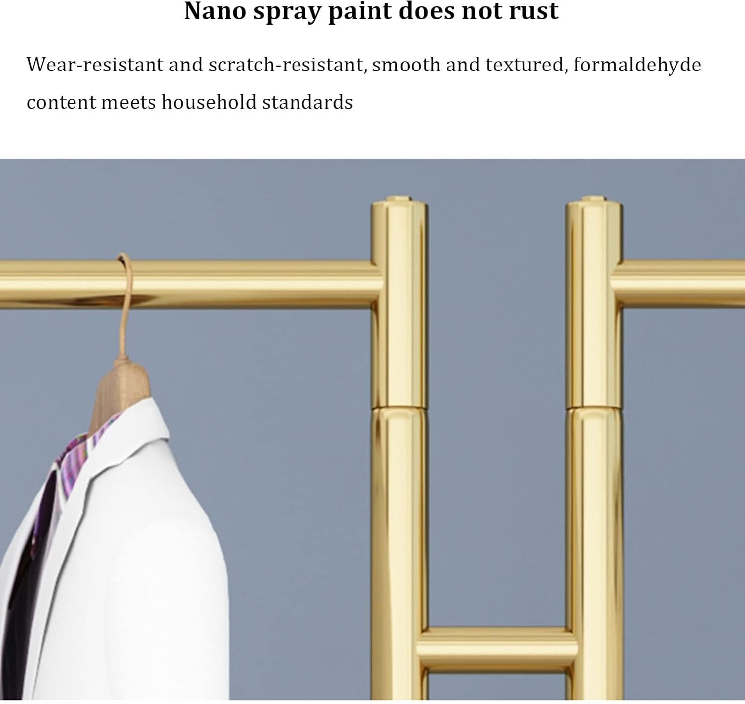 Perchero moderno de metal resistente dorado, colgador de ropa independiente para armario de dormitorio o soporte de exhibición de venta minorista,