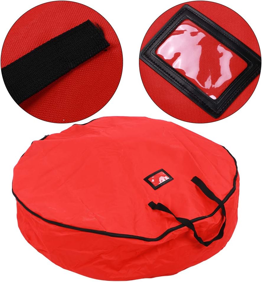 Fydun Bolsa de almacenamiento roja decoración campana corona guirnalda contenedor impermeable a prueba de polvo rojo almacenamiento para la familia