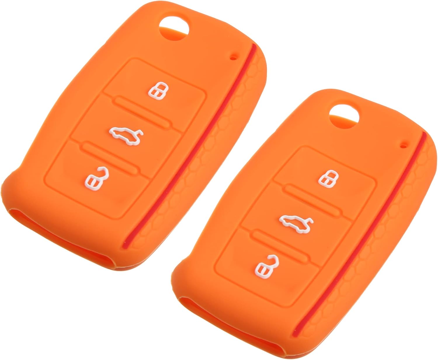 X AUTOHAUX Funda protectora de silicona naranja para llave de coche sin llave para Volkswagen CC Eos GTI Golf Jetta 3 botones