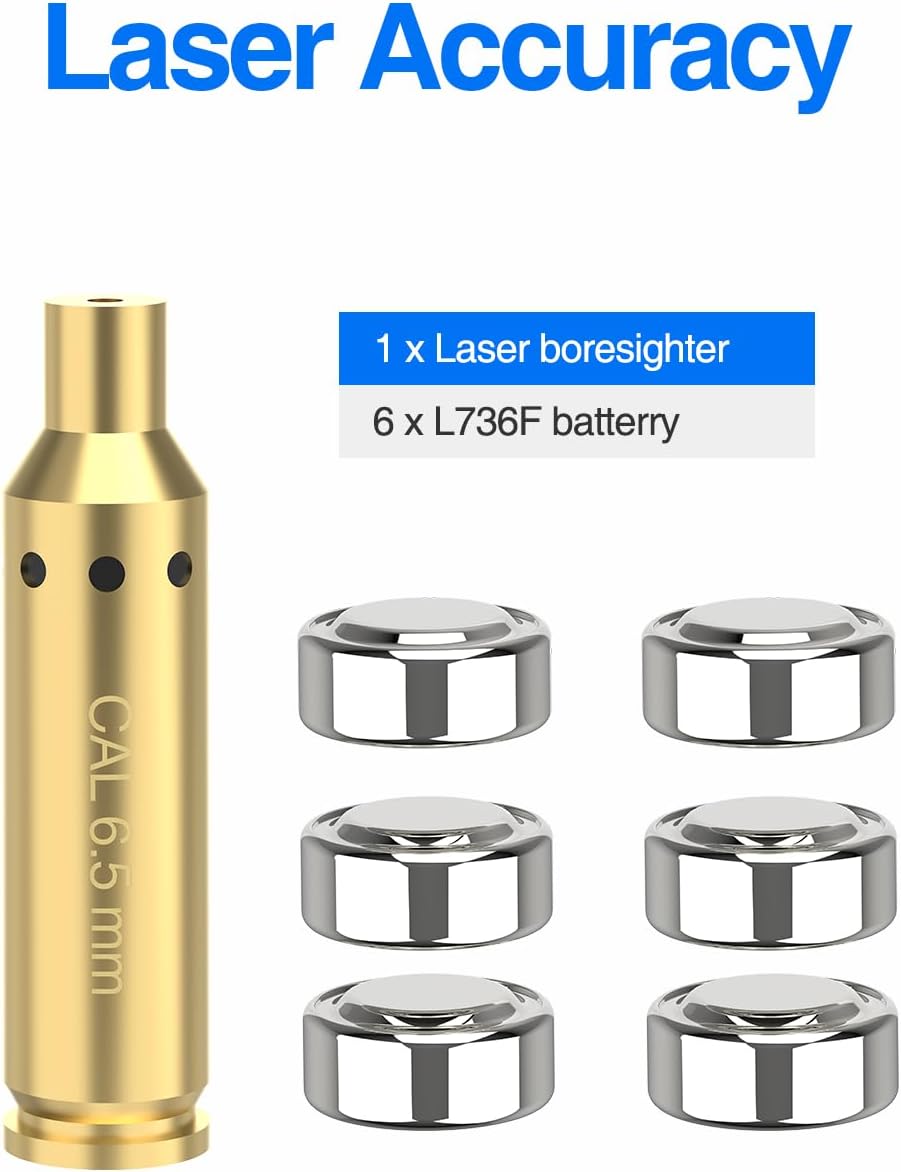 Darkfang Bore Sight 2230.219 in2433080.354 in6.5 Creedmoor7.62x3945ACP Láser Rojo Fácil Ajuste y Zeroing Optics Bore Sighter con 2 juegos de