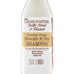 Creme of Nature, Champú desenredante y antideslizante de doble función, mezcla de mantequilla, aceite de argán, aceite de linaza, fórmula Creme of Nature, Champú desenredante y antideslizante de doble función, mezcla de mantequilla, aceite de argán, aceite de linaza, fórmula