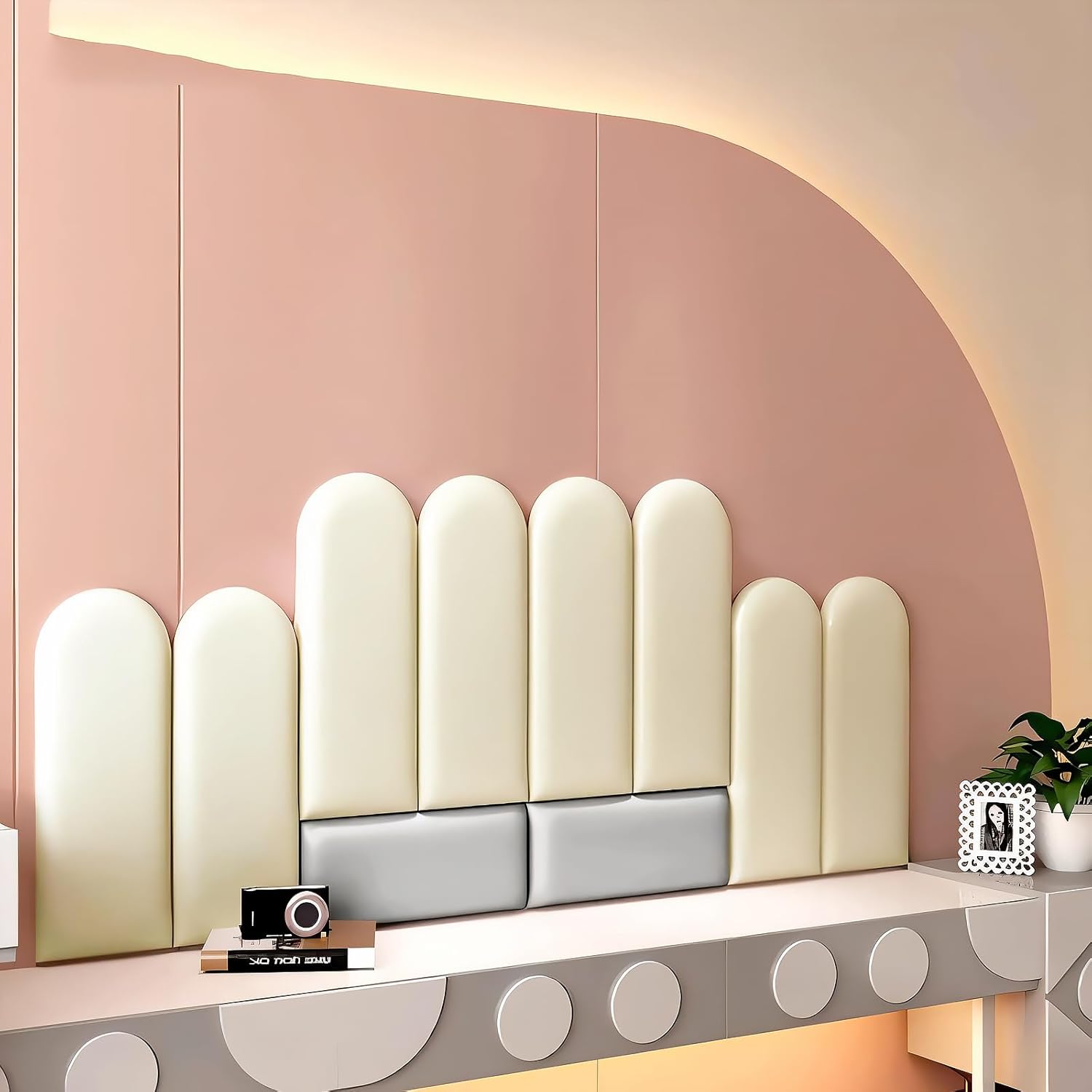 Paneles de pared para despegar y pegar, 4 piezas de cabecera tapizada, calcomanías de pared 3D para sala de juegos, club de baile (19.68 x 7.87